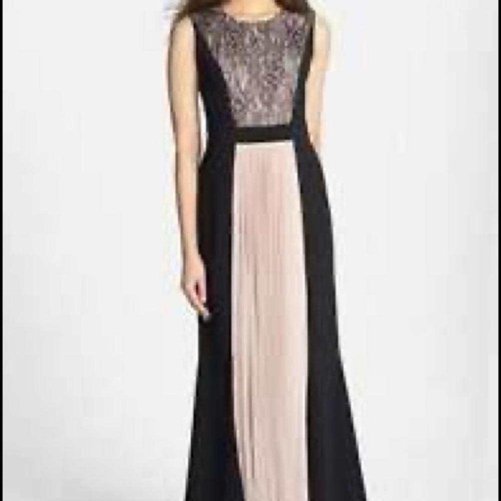Js Collections Black Pink Lace Pleated Maxi Gown … - image 5